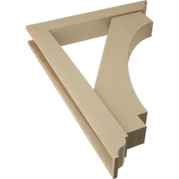 Ekena Millwork - BKTUR0554X36X48IMP01RCPR - Timberthane Faux Wood Imperial Style Bracket w/ Offset Brace, Traditional Ends, 5 1/2"W x 36"D x 48"H, Primed Tan
