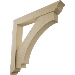 Ekena Millwork - BKTUR0554X38X38IMP01RCPR - Timberthane Faux Wood Imperial Style Bracket w/ Offset Brace, Traditional Ends, 5 1/2"W x 38"D x 38"H, Primed Tan