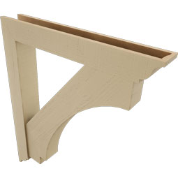 Ekena Millwork - BKTUR0554X38X44IMP01RCPR - Timberthane Faux Wood Imperial Style Bracket w/ Offset Brace, Traditional Ends, 5 1/2"W x 38"D x 44"H, Primed Tan
