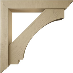 Ekena Millwork - BKTUR0554X40X40IMP01RCPR - Timberthane Faux Wood Imperial Style Bracket w/ Offset Brace, Traditional Ends, 5 1/2"W x 40"D x 40"H, Primed Tan