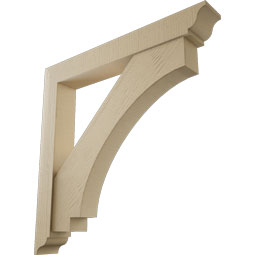 Ekena Millwork - BKTUR0554X40X40IMP01RCPR - Timberthane Faux Wood Imperial Style Bracket w/ Offset Brace, Traditional Ends, 5 1/2"W x 40"D x 40"H, Primed Tan