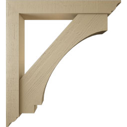 Ekena Millwork - BKTUR0554X40X44IMP01RCPR - Timberthane Faux Wood Imperial Style Bracket w/ Offset Brace, Traditional Ends, 5 1/2"W x 40"D x 44"H, Primed Tan