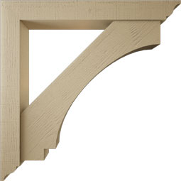 Ekena Millwork - BKTUR0554X42X42IMP01RCPR - Timberthane Faux Wood Imperial Style Bracket w/ Offset Brace, Traditional Ends, 5 1/2"W x 42"D x 42"H, Primed Tan