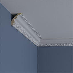 Ekena Millwork - MLD03X02X03LO - Endurathane Loera Crown Moulding, 2 1/2"H x 2 1/8"P x 3"F x 94 1/2"L, Factory Primed