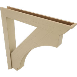 Ekena Millwork - BKTUR0554X42X48IMP01RCPR - Timberthane Faux Wood Imperial Style Bracket w/ Offset Brace, Traditional Ends, 5 1/2"W x 42"D x 48"H, Primed Tan