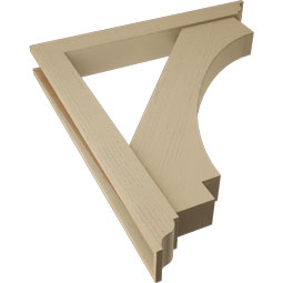 Ekena Millwork - BKTUR0554X42X48IMP01RCPR - Timberthane Faux Wood Imperial Style Bracket w/ Offset Brace, Traditional Ends, 5 1/2"W x 42"D x 48"H, Primed Tan