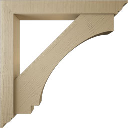 Ekena Millwork - BKTUR0554X44X44IMP01RCPR - Timberthane Faux Wood Imperial Style Bracket w/ Offset Brace, Traditional Ends, 5 1/2"W x 44"D x 44"H, Primed Tan