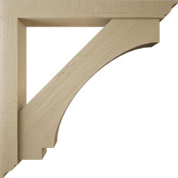 Ekena Millwork - BKTUR0554X46X46IMP01RCPR - Timberthane Faux Wood Imperial Style Bracket w/ Offset Brace, Traditional Ends, 5 1/2"W x 46"D x 46"H, Primed Tan