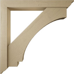 Ekena Millwork - BKTUR0554X48X48IMP01RCPR - Timberthane Faux Wood Imperial Style Bracket w/ Offset Brace, Traditional Ends, 5 1/2"W x 48"D x 48"H, Primed Tan