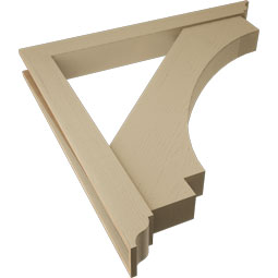 Ekena Millwork - BKTUR0554X48X48IMP01RCPR - Timberthane Faux Wood Imperial Style Bracket w/ Offset Brace, Traditional Ends, 5 1/2"W x 48"D x 48"H, Primed Tan
