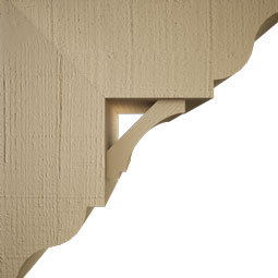 Ekena Millwork - BKTUR0756X18X18IMP01RCPR - Timberthane Faux Wood Imperial Style Bracket w/ Offset Brace, Traditional Ends, 7 1/2"W x 18"D x 18"H, Primed Tan