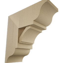 Ekena Millwork - BKTUR0756X18X18IMP01RCPR - Timberthane Faux Wood Imperial Style Bracket w/ Offset Brace, Traditional Ends, 7 1/2"W x 18"D x 18"H, Primed Tan