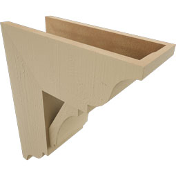 Ekena Millwork - BKTUR0756X18X22IMP01RCPR - Timberthane Faux Wood Imperial Style Bracket w/ Offset Brace, Traditional Ends, 7 1/2"W x 18"D x 22"H, Primed Tan