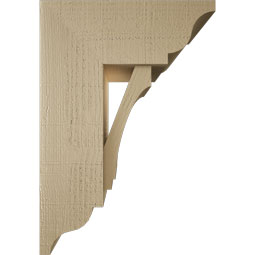Ekena Millwork - BKTUR0756X18X26IMP01RCPR - Timberthane Faux Wood Imperial Style Bracket w/ Offset Brace, Traditional Ends, 7 1/2"W x 18"D x 26"H, Primed Tan