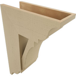Ekena Millwork - BKTUR0756X18X26IMP01RCPR - Timberthane Faux Wood Imperial Style Bracket w/ Offset Brace, Traditional Ends, 7 1/2"W x 18"D x 26"H, Primed Tan
