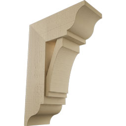 Ekena Millwork - BKTUR0756X18X26IMP01RCPR - Timberthane Faux Wood Imperial Style Bracket w/ Offset Brace, Traditional Ends, 7 1/2"W x 18"D x 26"H, Primed Tan
