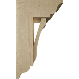 Ekena Millwork - BKTUR0756X18X30IMP01RCPR - Timberthane Faux Wood Imperial Style Bracket w/ Offset Brace, Traditional Ends, 7 1/2"W x 18"D x 30"H, Primed Tan