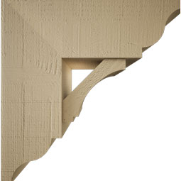 Ekena Millwork - BKTUR0756X20X20IMP01RCPR - Timberthane Faux Wood Imperial Style Bracket w/ Offset Brace, Traditional Ends, 7 1/2"W x 20"D x 20"H, Primed Tan