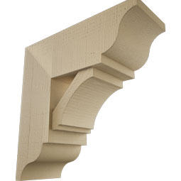 Ekena Millwork - BKTUR0756X20X20IMP01RCPR - Timberthane Faux Wood Imperial Style Bracket w/ Offset Brace, Traditional Ends, 7 1/2"W x 20"D x 20"H, Primed Tan