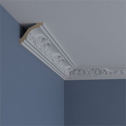 Ekena Millwork - MLD02X02X03QU - Endurathane Quentin Crown Moulding, 2 1/2"H x 2 7/8"P x 3 7/8"F x 94 1/2"L, Factory Primed