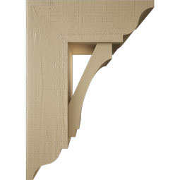 Ekena Millwork - BKTUR0756X20X28IMP01RCPR - Timberthane Faux Wood Imperial Style Bracket w/ Offset Brace, Traditional Ends, 7 1/2"W x 20"D x 28"H, Primed Tan
