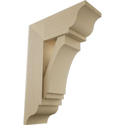 Ekena Millwork - BKTUR0756X20X28IMP01RCPR - Timberthane Faux Wood Imperial Style Bracket w/ Offset Brace, Traditional Ends, 7 1/2"W x 20"D x 28"H, Primed Tan