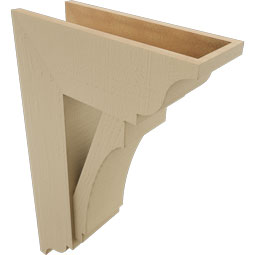 Ekena Millwork - BKTUR0756X20X32IMP01RCPR - Timberthane Faux Wood Imperial Style Bracket w/ Offset Brace, Traditional Ends, 7 1/2"W x 20"D x 32"H, Primed Tan