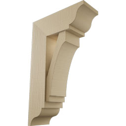 Ekena Millwork - BKTUR0756X20X32IMP01RCPR - Timberthane Faux Wood Imperial Style Bracket w/ Offset Brace, Traditional Ends, 7 1/2"W x 20"D x 32"H, Primed Tan