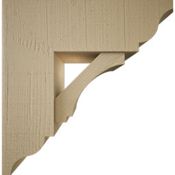 Ekena Millwork - BKTUR0756X22X22IMP01RCPR - Timberthane Faux Wood Imperial Style Bracket w/ Offset Brace, Traditional Ends, 7 1/2"W x 22"D x 22"H, Primed Tan