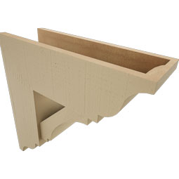 Ekena Millwork - BKTUR0756X22X22IMP01RCPR - Timberthane Faux Wood Imperial Style Bracket w/ Offset Brace, Traditional Ends, 7 1/2"W x 22"D x 22"H, Primed Tan