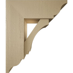 Ekena Millwork - BKTUR0756X22X26IMP01RCPR - Timberthane Faux Wood Imperial Style Bracket w/ Offset Brace, Traditional Ends, 7 1/2"W x 22"D x 26"H, Primed Tan