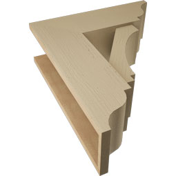 Ekena Millwork - BKTUR0756X22X26IMP01RCPR - Timberthane Faux Wood Imperial Style Bracket w/ Offset Brace, Traditional Ends, 7 1/2"W x 22"D x 26"H, Primed Tan