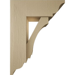 Ekena Millwork - BKTUR0756X22X30IMP01RCPR - Timberthane Faux Wood Imperial Style Bracket w/ Offset Brace, Traditional Ends, 7 1/2"W x 22"D x 30"H, Primed Tan