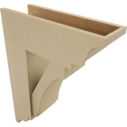 Ekena Millwork - BKTUR0756X22X30IMP01RCPR - Timberthane Faux Wood Imperial Style Bracket w/ Offset Brace, Traditional Ends, 7 1/2"W x 22"D x 30"H, Primed Tan