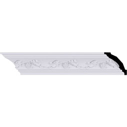 Ekena Millwork - MLD03X03X04GV - Endurathane Grapevine Crown Moulding, 2 3/4"H x 2 3/4"P x 3 7/8"F x 94 1/2"L, Factory Primed