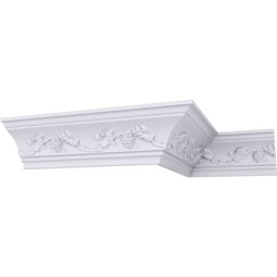Ekena Millwork - MLD03X03X04GV - Endurathane Grapevine Crown Moulding, 2 3/4"H x 2 3/4"P x 3 7/8"F x 94 1/2"L, Factory Primed