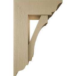 Ekena Millwork - BKTUR0756X22X34IMP01RCPR - Timberthane Faux Wood Imperial Style Bracket w/ Offset Brace, Traditional Ends, 7 1/2"W x 22"D x 34"H, Primed Tan
