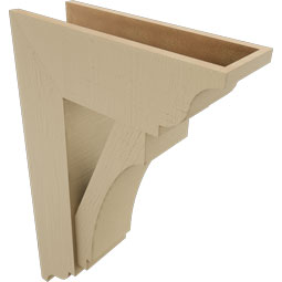 Ekena Millwork - BKTUR0756X22X34IMP01RCPR - Timberthane Faux Wood Imperial Style Bracket w/ Offset Brace, Traditional Ends, 7 1/2"W x 22"D x 34"H, Primed Tan