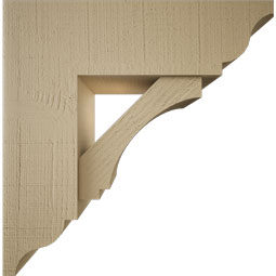 Ekena Millwork - BKTUR0756X24X24IMP01RCPR - Timberthane Faux Wood Imperial Style Bracket w/ Offset Brace, Traditional Ends, 7 1/2"W x 24"D x 24"H, Primed Tan