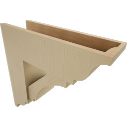 Ekena Millwork - BKTUR0756X24X24IMP01RCPR - Timberthane Faux Wood Imperial Style Bracket w/ Offset Brace, Traditional Ends, 7 1/2"W x 24"D x 24"H, Primed Tan