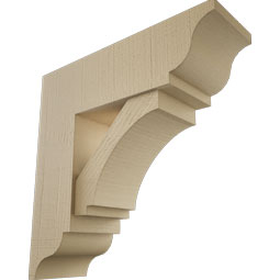 Ekena Millwork - BKTUR0756X24X24IMP01RCPR - Timberthane Faux Wood Imperial Style Bracket w/ Offset Brace, Traditional Ends, 7 1/2"W x 24"D x 24"H, Primed Tan