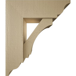 Ekena Millwork - BKTUR0756X24X28IMP01RCPR - Timberthane Faux Wood Imperial Style Bracket w/ Offset Brace, Traditional Ends, 7 1/2"W x 24"D x 28"H, Primed Tan