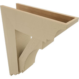 Ekena Millwork - BKTUR0756X24X32IMP01RCPR - Timberthane Faux Wood Imperial Style Bracket w/ Offset Brace, Traditional Ends, 7 1/2"W x 24"D x 32"H, Primed Tan