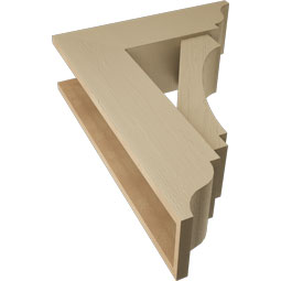 Ekena Millwork - BKTUR0756X24X32IMP01RCPR - Timberthane Faux Wood Imperial Style Bracket w/ Offset Brace, Traditional Ends, 7 1/2"W x 24"D x 32"H, Primed Tan