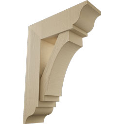 Ekena Millwork - BKTUR0756X24X32IMP01RCPR - Timberthane Faux Wood Imperial Style Bracket w/ Offset Brace, Traditional Ends, 7 1/2"W x 24"D x 32"H, Primed Tan