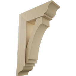 Ekena Millwork - BKTUR0756X24X36IMP01RCPR - Timberthane Faux Wood Imperial Style Bracket w/ Offset Brace, Traditional Ends, 7 1/2"W x 24"D x 36"H, Primed Tan