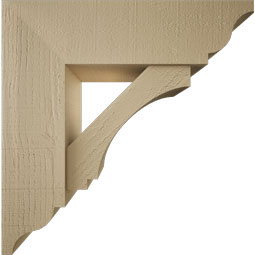Ekena Millwork - BKTUR0756X26X26IMP01RCPR - Timberthane Faux Wood Imperial Style Bracket w/ Offset Brace, Traditional Ends, 7 1/2"W x 26"D x 26"H, Primed Tan