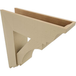 Ekena Millwork - BKTUR0756X26X30IMP01RCPR - Timberthane Faux Wood Imperial Style Bracket w/ Offset Brace, Traditional Ends, 7 1/2"W x 26"D x 30"H, Primed Tan