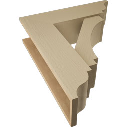 Ekena Millwork - BKTUR0756X26X30IMP01RCPR - Timberthane Faux Wood Imperial Style Bracket w/ Offset Brace, Traditional Ends, 7 1/2"W x 26"D x 30"H, Primed Tan