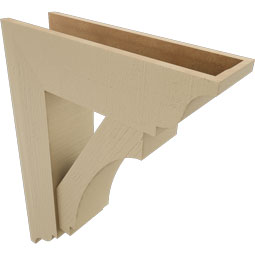 Ekena Millwork - BKTUR0756X26X34IMP01RCPR - Timberthane Faux Wood Imperial Style Bracket w/ Offset Brace, Traditional Ends, 7 1/2"W x 26"D x 34"H, Primed Tan